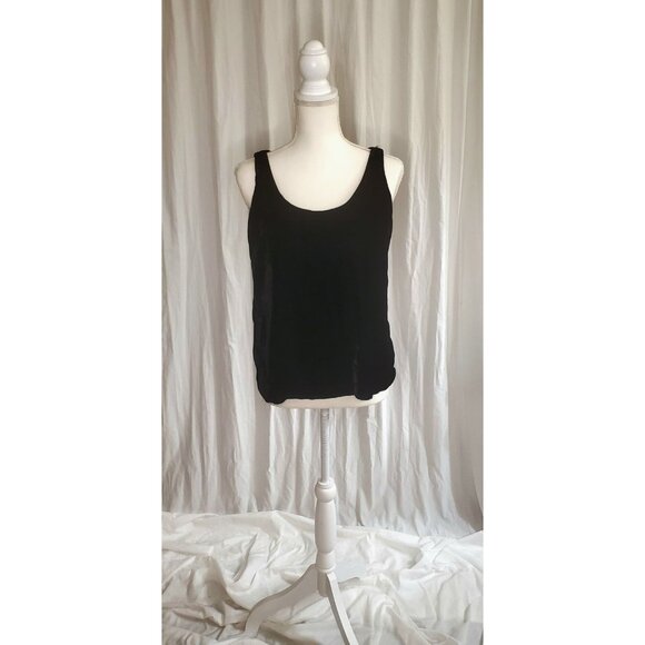 Vintage Black Velvet Tank Top Camisole J.Crew Size 8 Gothic Y2K Minimalist - Picture 1 of 16